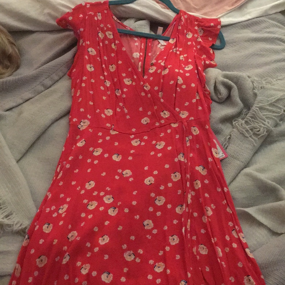 Red floral dress